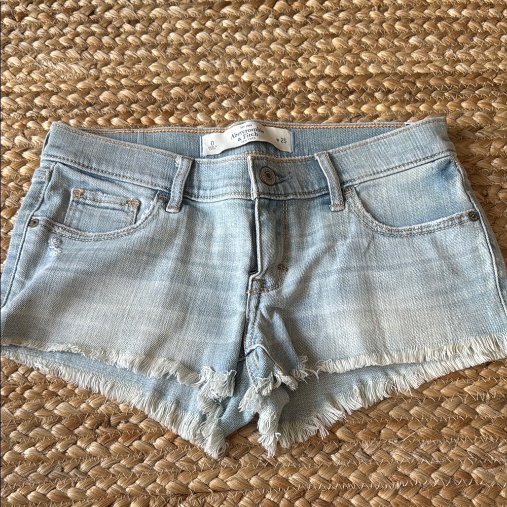 Abercrombie & Fitch Blue Jean Shorts Distressed Frayed Hem